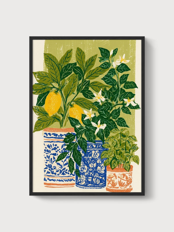 Lemon Wall Art poster in black frame