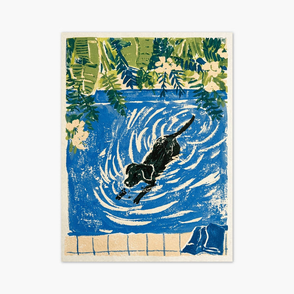 Dog Swimming in Pool Print art print