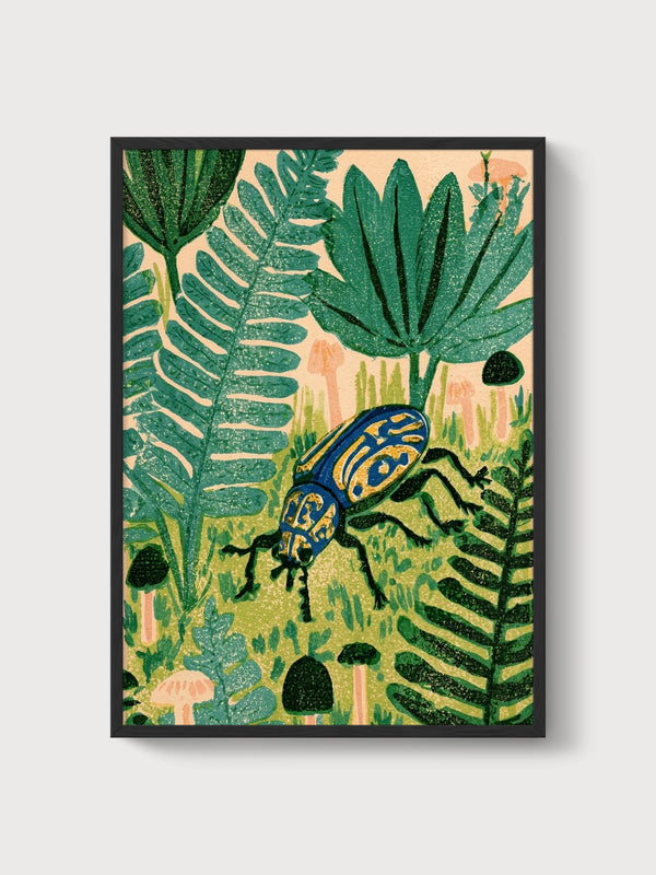Beetle Wall Art Print poster in black frame