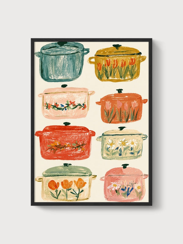 Cottagecore Dutch Oven Print poster in black frame