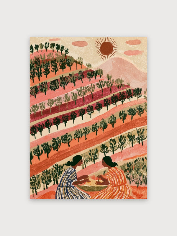 Retro Orchard Landscape Women - Digital Download
