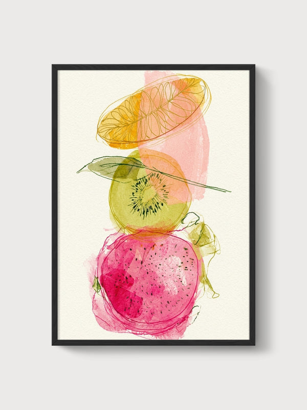 Watercolor Fruit Poster poster in black frame