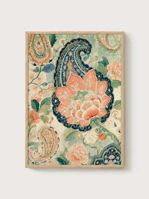 Art Nouveau Paisley Floral Print poster in oak frame