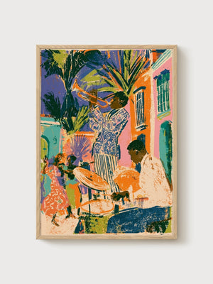 Jazz Musicians Pop Art Print poster in oak frame