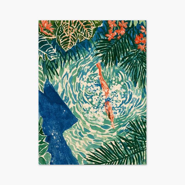 Tropical Diver Watercolor Print art print
