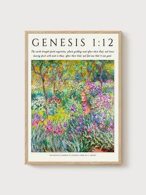 Genesis 1:12 Bible Verse Poster poster in oak frame
