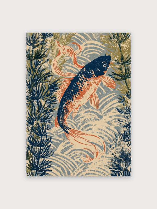 Koi Fish Woodblock Garden - Digital Download