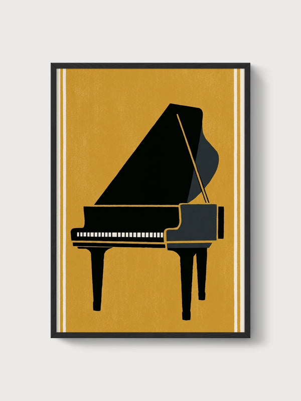 Grand Piano Silhouette Print poster in black frame