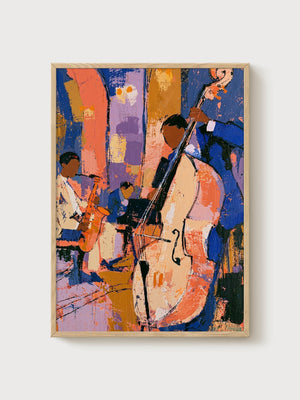 Jazz Trio Pop Art Poster poster in oak frame