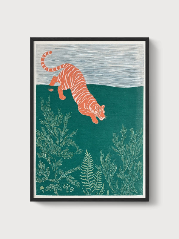 Tiger Wall Art poster in black frame