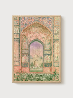 Mughal Islamic Wall Art poster in oak frame