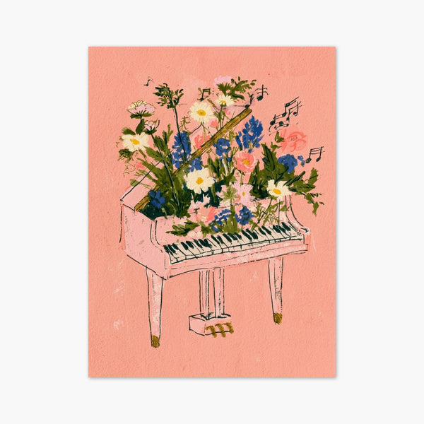 Floral Piano Watercolor Print art print