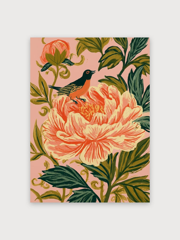 Vintage Bird Peony Garden - Digital Download