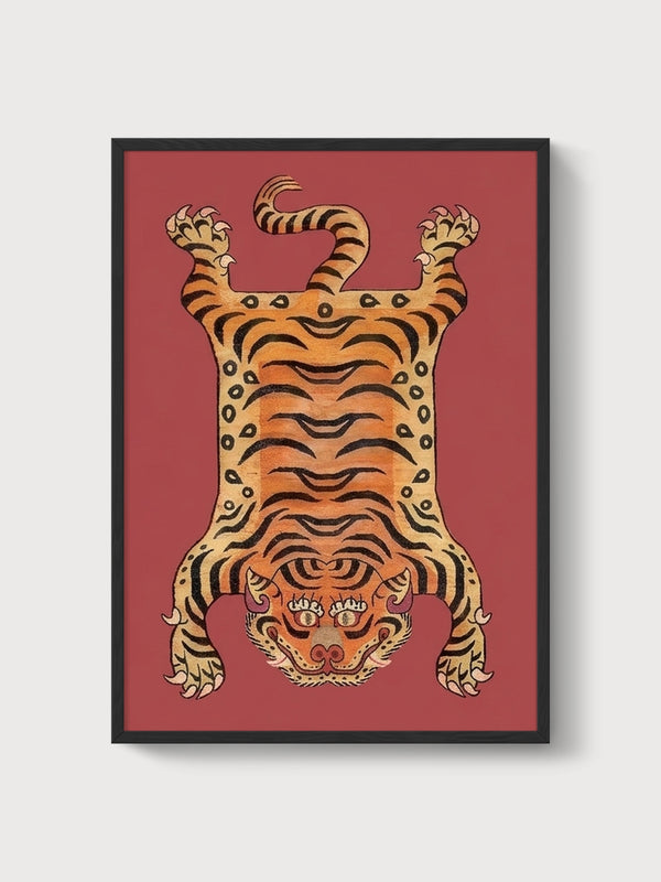 Tiger Rug Print poster in black frame