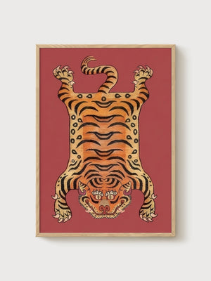Tiger Rug Print poster in oak frame