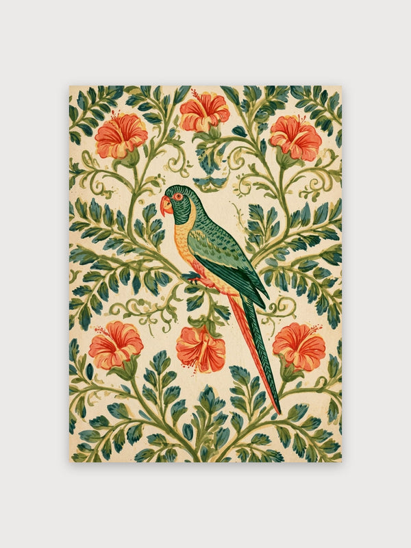 Art Nouveau Parrot Floral Garden - Digital Download