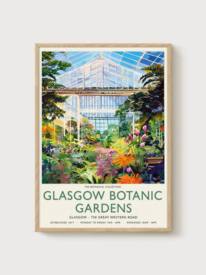 Glasgow Botanic Gardens Botanical Wall Art Print poster in oak frame