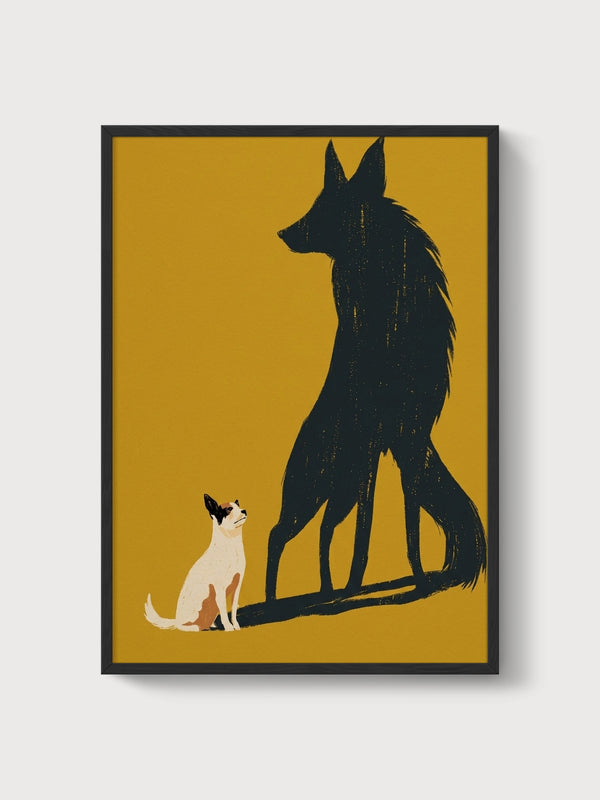 Dog Shadow Wolf Poster poster in black frame
