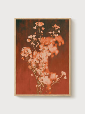 Watercolor Flowers Print poster in oak frame