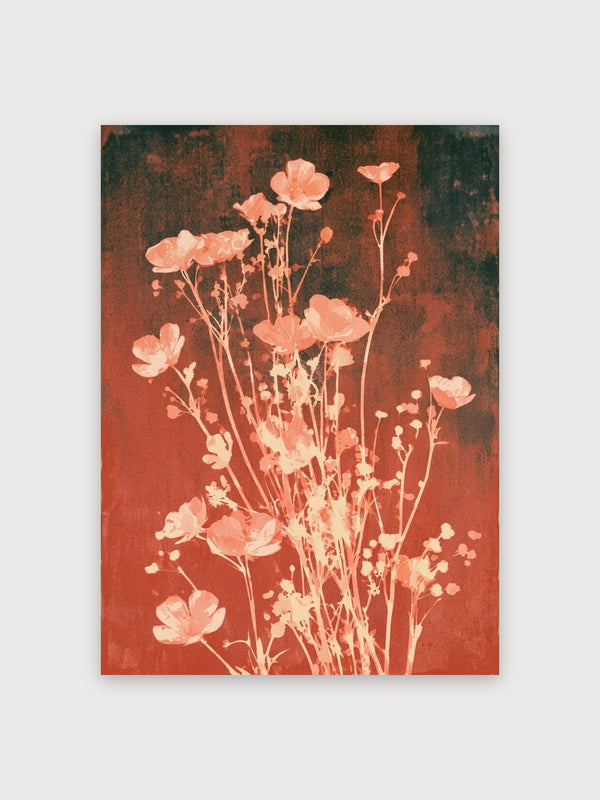 Coral Wildflower Botanical Study - Digital Download