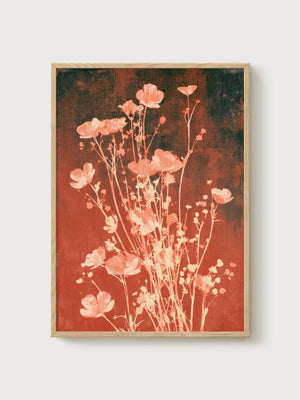 Wildflower Botanical Print poster in oak frame