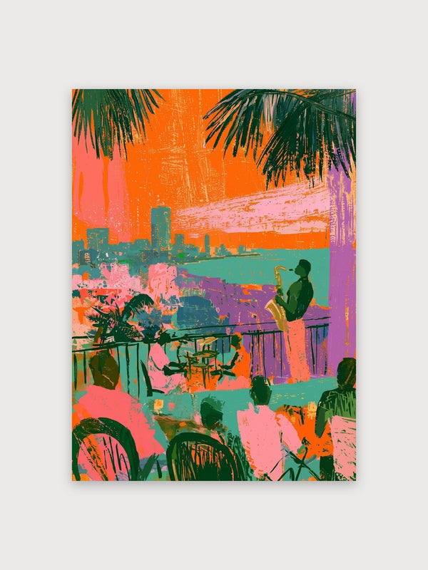 Tropical Jazz Sunset Skyline - Digital Download
