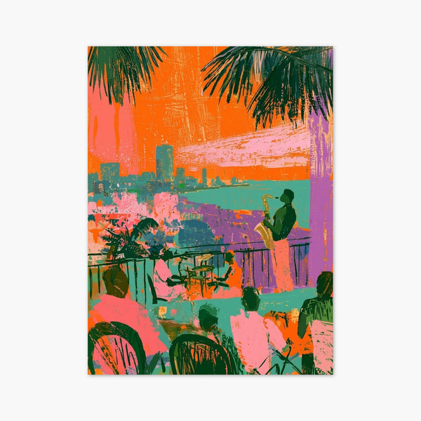 Retro Jazz Balcony Poster art print
