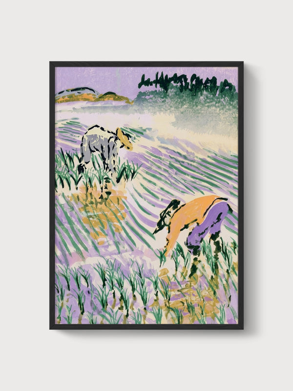 Watercolor Landscape Print poster in black frame