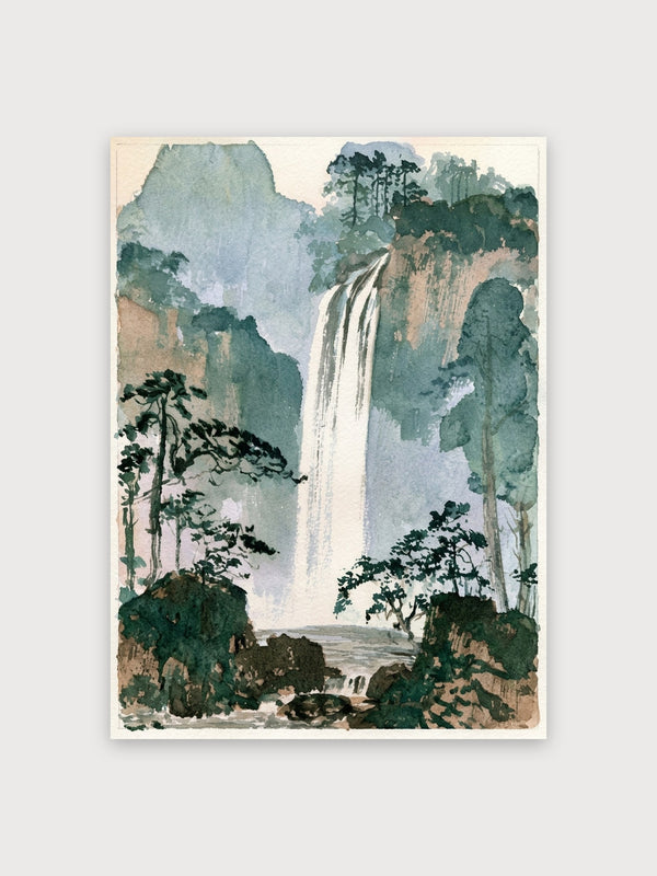 Japanese Mountain Waterfall Landscape - Digital Download