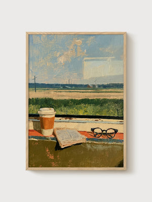 Coffee Wall Art poster in oak frame