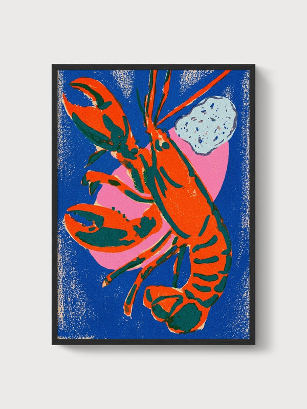 Lobster Print poster in black frame