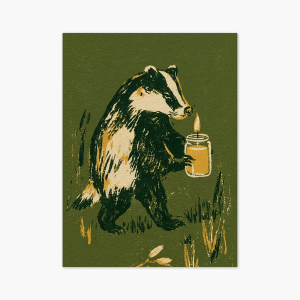 Cottagecore Badger Print art print