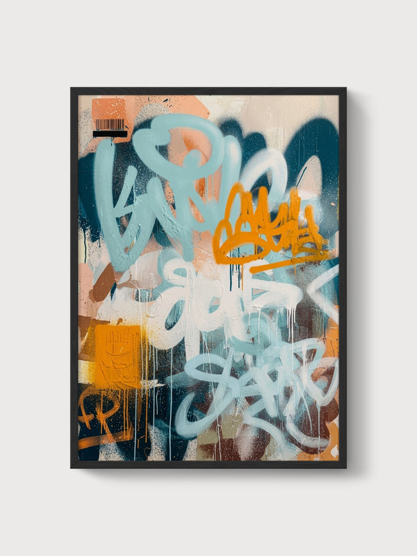 Abstract Graffiti Wall Art poster in black frame