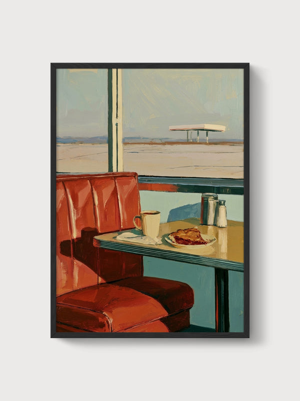 Retro Diner Booth Poster poster in black frame