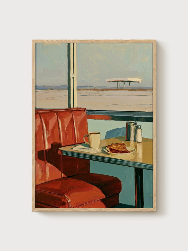 Retro Diner Booth Poster poster in oak frame