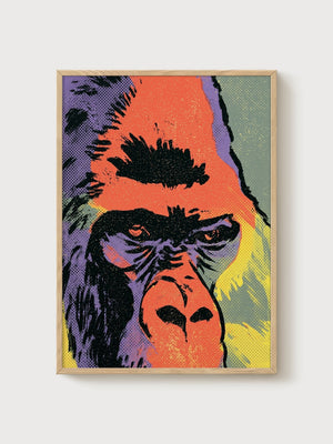 Pop Art Gorilla Poster poster in oak frame
