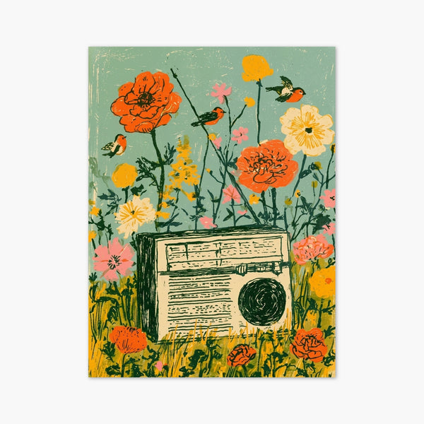 Vintage Radio Flower Garden Print art print