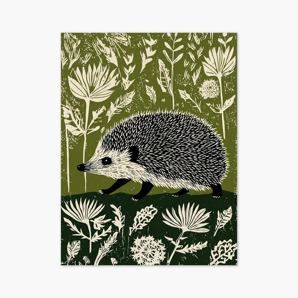 Hedgehog Linocut Print art print