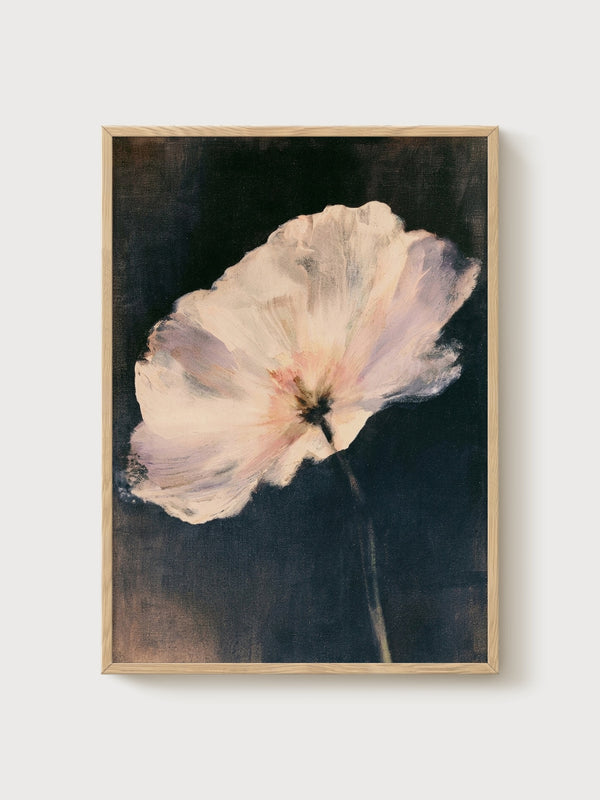 Poppy Print Watercolor Painting poster in oak frame