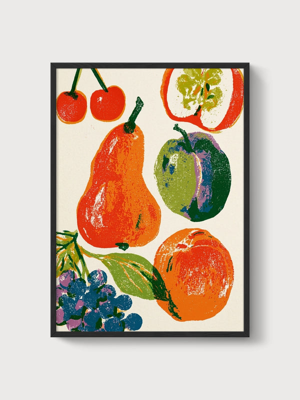 Retro Fruit Poster poster in black frame