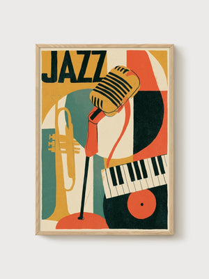Bauhaus Jazz Poster poster in oak frame