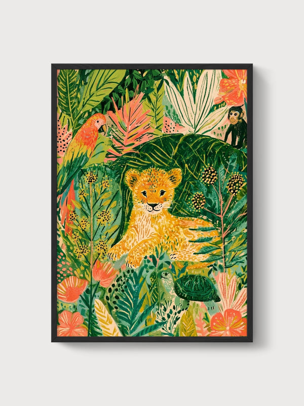 Lion Poster poster in black frame