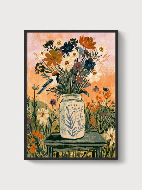 Bird Wall Art poster in black frame