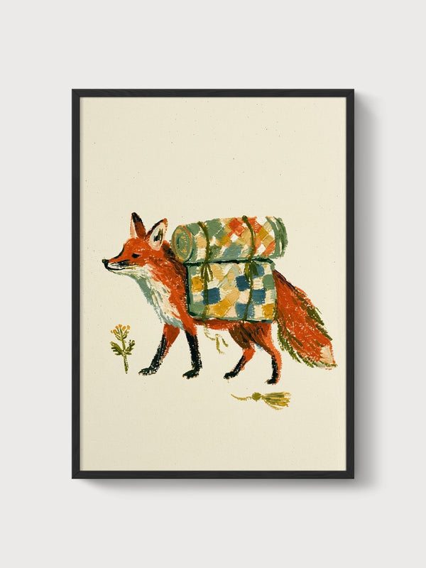 Fox Art Print poster in black frame