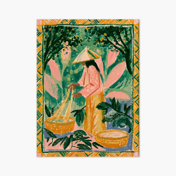 Folk Art Print of Vietnamese Farmer art print