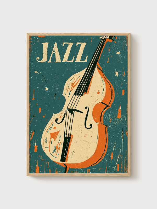 Jazz Poster poster in oak frame