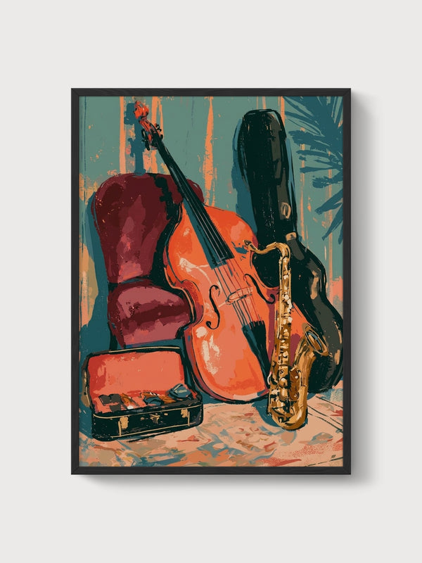 Jazz Music Poster poster in black frame