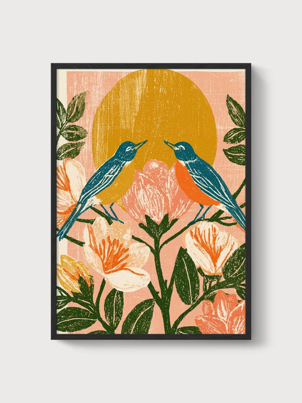 Bird Wall Art poster in black frame