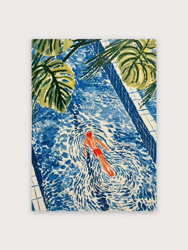 Vintage Pool Swimmer Palm Deco - Digital Download