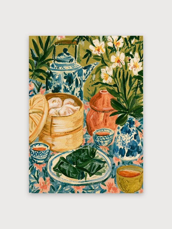 Garden Tea Time Botanical Still Life - Digital Download